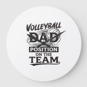 Volleyball Dad Funny Vintage Team Position Shirt_1 Large Clock