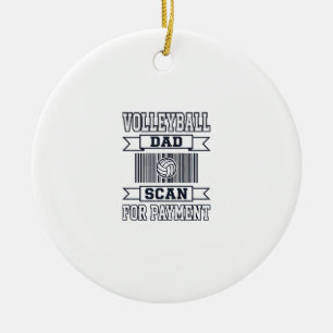 Volleyball Dad Scan for Payment Funny Shirt Design Ceramic Tree Decoration