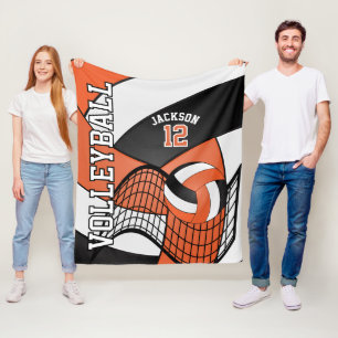 Volleyball 🏐 Design - Orange, White, Black Fleece Blanket