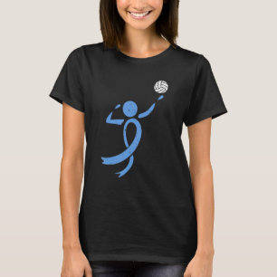 Volleyball Diabetes Blue Ribbon Diabetes Awareness T-Shirt