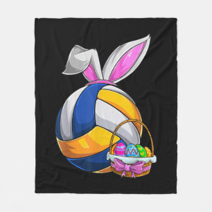 Volleyball Easter Bunny Ears Easter Eggs Hunting B Fleece Blanket