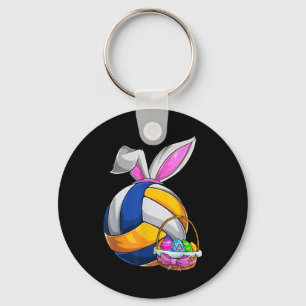 Volleyball Easter Bunny Ears Easter Eggs Hunting B Key Ring