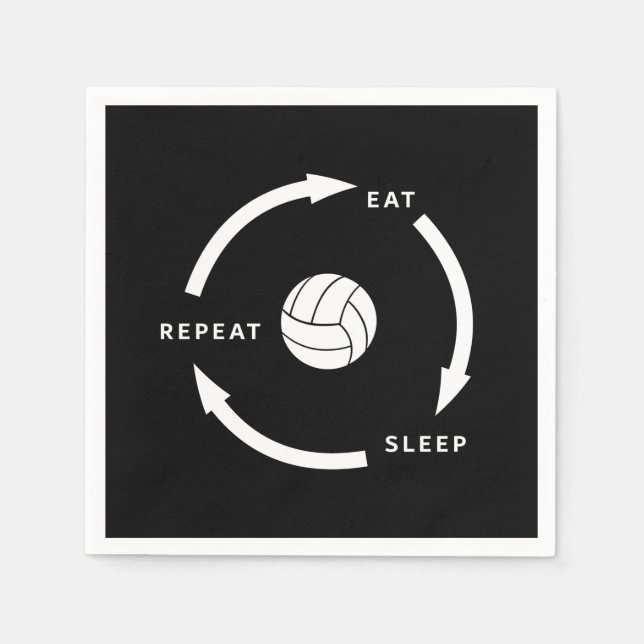Volleyball Eat Sleep Repeat Sports Fan Saying Napkin (Front)