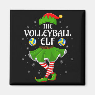 Volleyball Elf Christmas Family Girls Women Elf Sq Magnet
