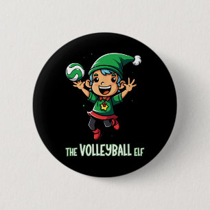 Volleyball Elf Christmas Matching Family Party Xma 6 Cm Round Badge