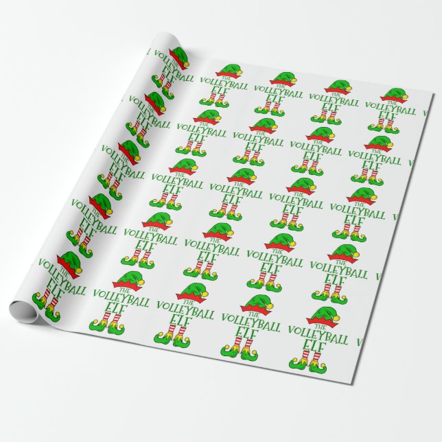 Volleyball Elf Wrapping Paper (Unrolled)