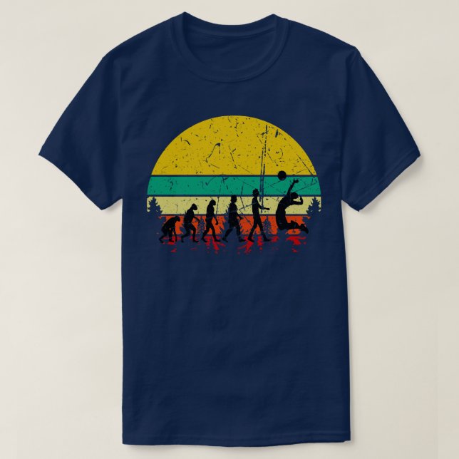 Volleyball Evolution Retro T-Shirt (Design Front)