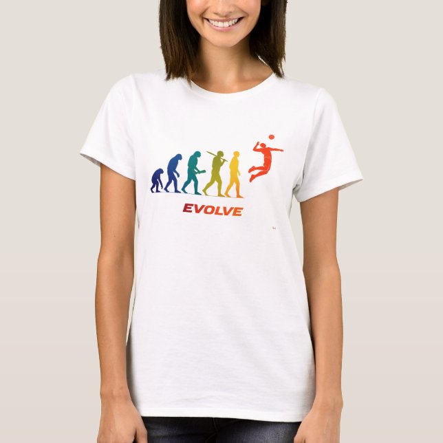 Volleyball Evolution Silhouette Spike Design T-Shirt (Front)