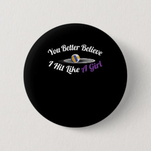Volleyball Eye Hit Like A Girl Power Sticker 6 Cm Round Badge