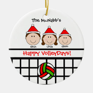 VolleyBall Family 3 Personalise Ornament