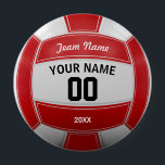 Volleyball Fan Name Year Team Red 10 Cm Round Badge<br><div class="desc">Need a unique idea to give to your Team? Personalised Red and White Volleyball design. Insert your Team Name,  Player's Name,  Jersey Number,  Year. These keychain make a unique team gift.</div>