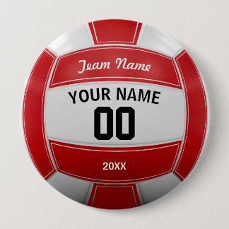 Volleyball Fan Name Year Team Red 10 Cm Round Badge