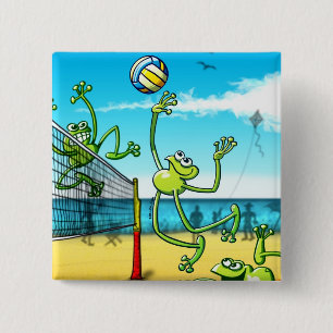 Volleyball Frog 15 Cm Square Badge