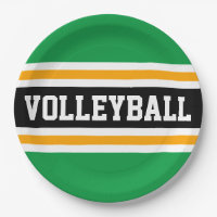 VOLLEYBALL Fun Bright Green Black Orange Stripes 