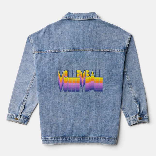Volleyball - Fun Retro Look  Denim Jacket (Back)