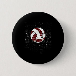Volleyball Game Day Girls Volleyball Mom Maroon &a 6 Cm Round Badge
