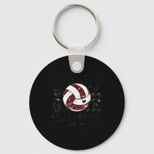 Volleyball Game Day Girls Volleyball Mom Maroon &a Key Ring