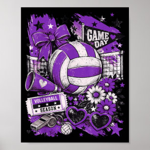 Volleyball Game Day Girls Volleyball Mum Teal Poster