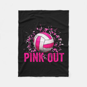 Volleyball Game Day Nk Out Breast Cancer Awareness Fleece Blanket