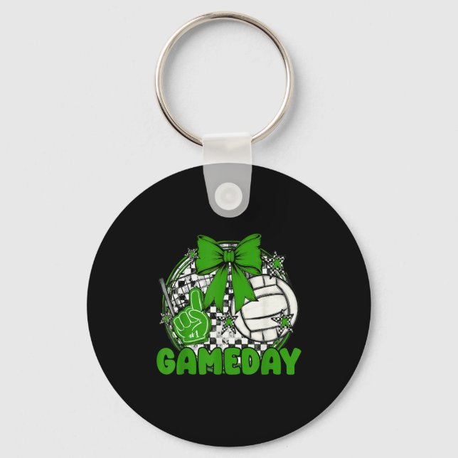 Volleyball Game Day Retro Girls Volleyball Mom Che Key Ring (Front)