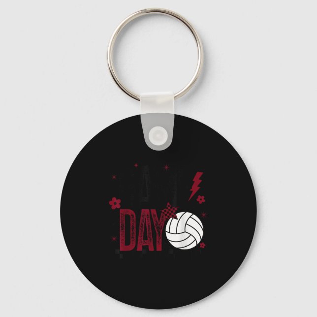 Volleyball Game Day Retro Girls Volleyball Mom Mar Key Ring (Front)