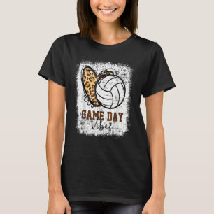 Volleyball Game Day Vibes Volleyball Mom Leopard B T-Shirt