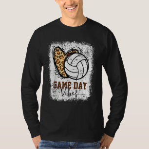 Volleyball Game Day Vibes Volleyball Mom Leopard B T-Shirt