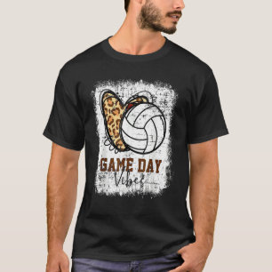 Volleyball Game Day Vibes Volleyball Mom Leopard B T-Shirt