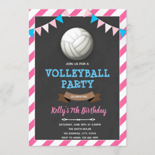 Volleyball girl birthday invitation