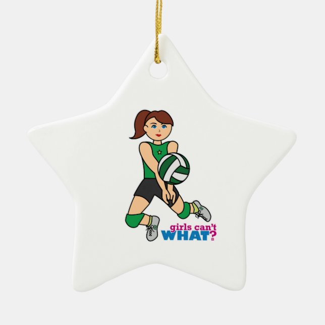 Volleyball Girl Ceramic Tree Decoration (Front)