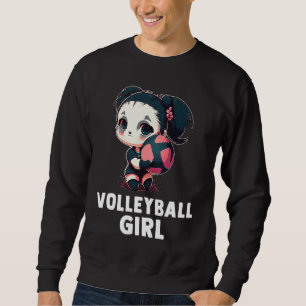 Volleyball Girl  Cute Panda Girl And Volleyball Sweatshirt