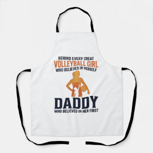 Volleyball Girl Daddy Vintage Engraving Shirt Desi Apron