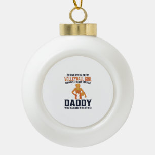 Volleyball Girl Daddy Vintage Engraving Shirt Desi Ceramic Ball Christmas Ornament