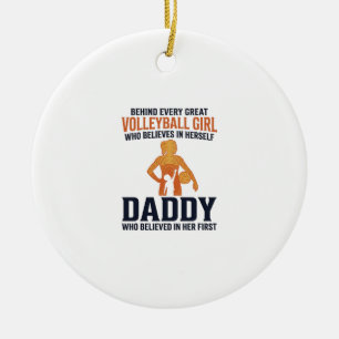 Volleyball Girl Daddy Vintage Engraving Shirt Desi Ceramic Tree Decoration