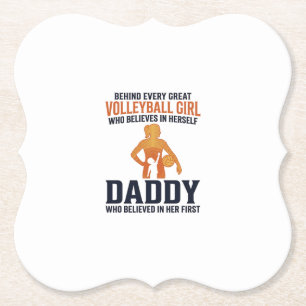 Volleyball Girl Daddy Vintage Engraving Shirt Desi Paper Coaster