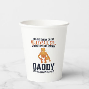 Volleyball Girl Daddy Vintage Engraving Shirt Desi Paper Cups