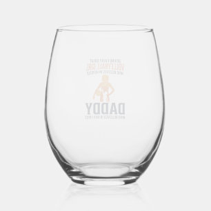 Volleyball Girl Daddy Vintage Engraving Shirt Desi Stemless Wine Glass