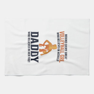 Volleyball Girl Daddy Vintage Engraving Shirt Desi Tea Towel