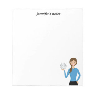 Volleyball Girl Illustration & Custom Title Notepad