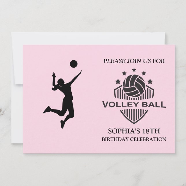 Volleyball Girl Player Birthday Party    Invitatio Invitation (Front)