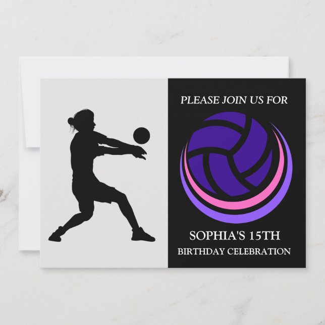 Volleyball Girl Player Birthday Party    Invitation (Front)