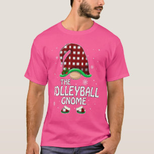 Volleyball Gnome Buffalo Red Plaid Matching Family T-Shirt