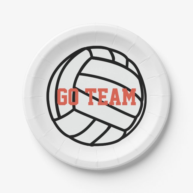 Volleyball Go Team Paper Plate (Front)