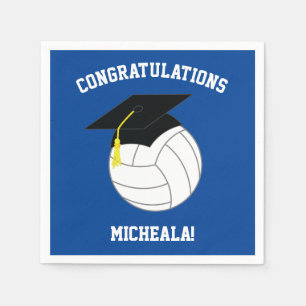 Volleyball Graduation Blue Napkin