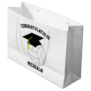 Volleyball Graduation Sports Black White Large Gift Bag