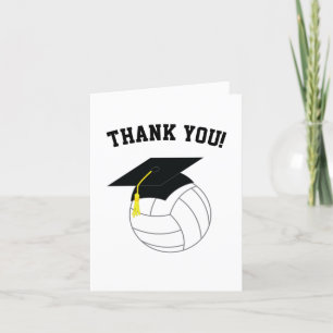 Volleyball Graduation Sports Black White Thank You Card