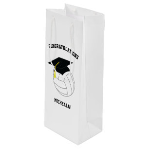 Volleyball Graduation Sports Black White Wine Gift Bag