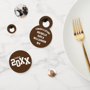 Volleyball Graduation Sports Brown Confetti