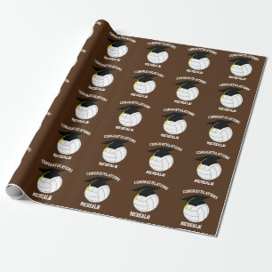 Volleyball Graduation Sports Brown Wrapping Paper