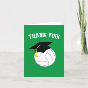 Volleyball Graduation Sports Green Thank You Card